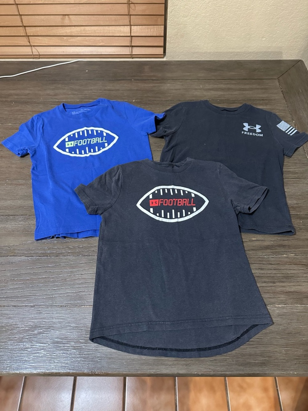 YXS Under Armour Boys' Football/Graphic Tees - Blue & Black (Set of 3)